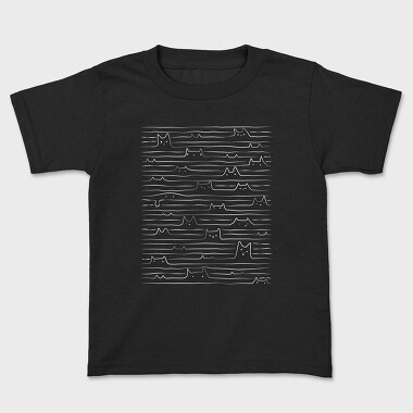 Doodle Lined Cats, Tricou Copii