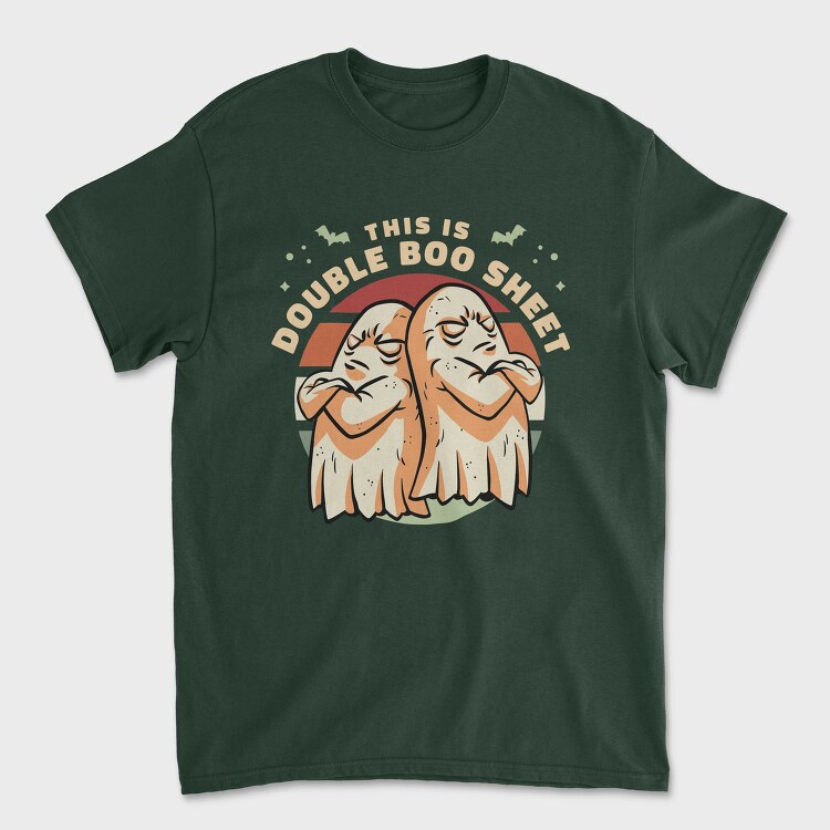 Double Boo Sheet Funny Halloween Ghosts Pun, Tricou Barbati (Unisex)