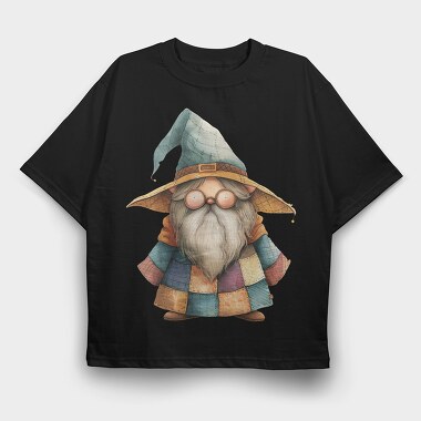 Wizard Gnome Patchwork, Tricou Oversize Barbati (Unisex)