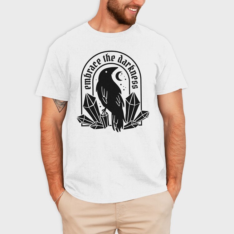 Embrace The Darkness Crow And Crystals, Tricou Barbati (Unisex)
