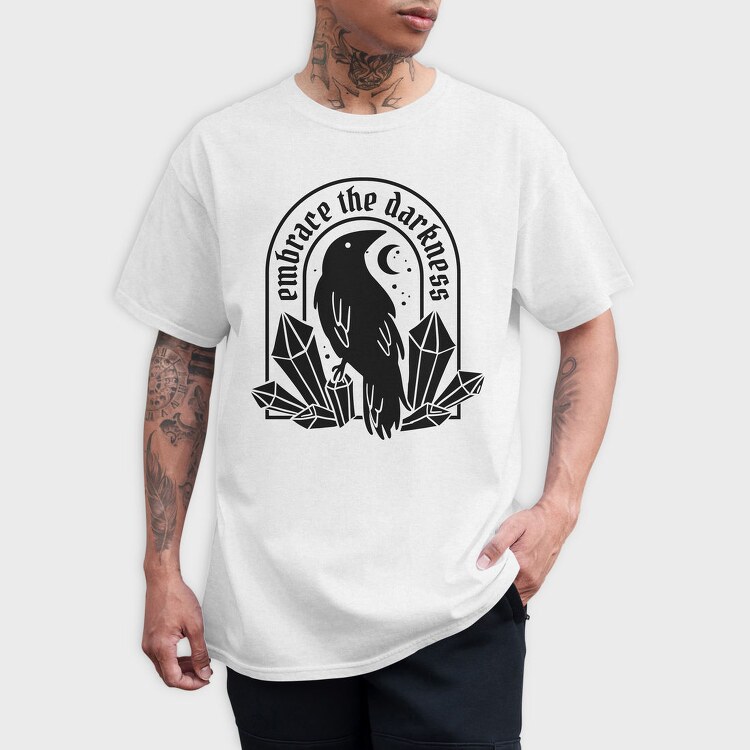 Embrace The Darkness Crow And Crystals, Tricou Barbati (Unisex)