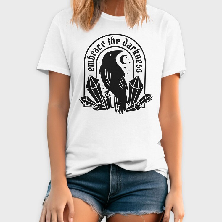 Embrace The Darkness Crow And Crystals, Tricou Barbati (Unisex)