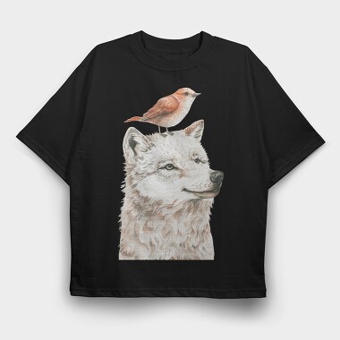 Wolf Bird Stack, Tricou Oversize Barbati (Unisex)