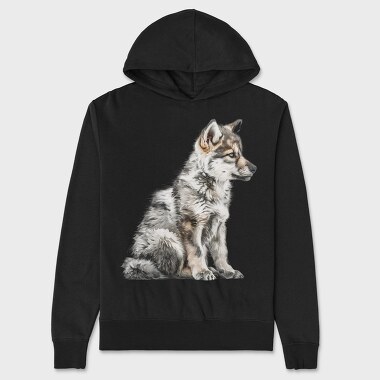 Wolf Pup Sitting, Hanorac Oversize Barbati (Unisex)