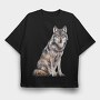 Wolf Sitting Calm, Tricou Oversize Barbati (Unisex)