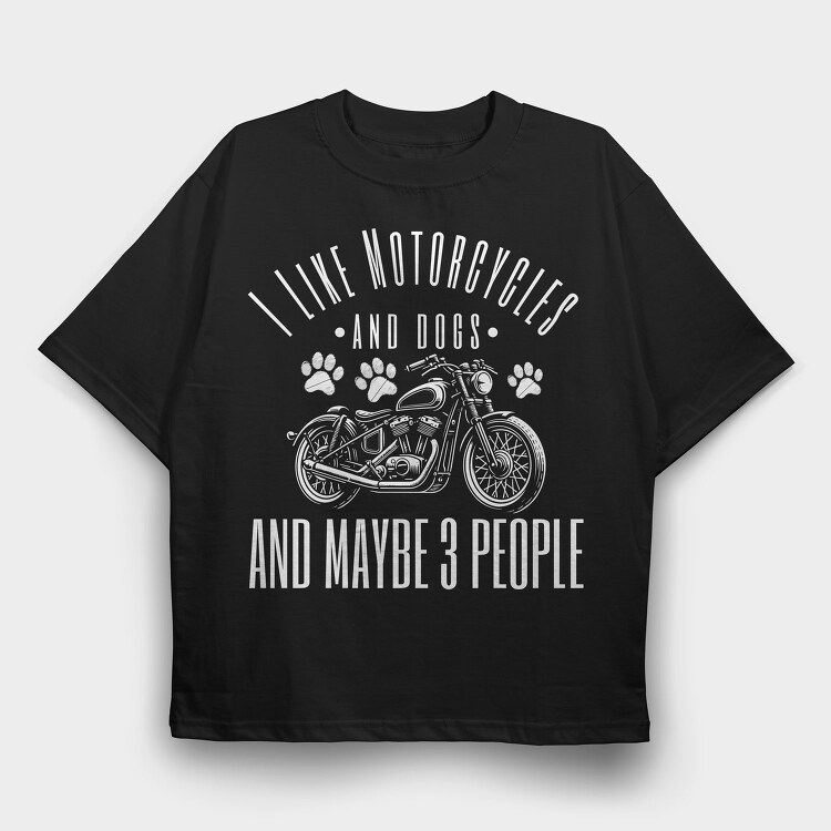 Motorcycle And Dogs Love Motorcycle Quote, Tricou Oversize Barbati (Unisex)