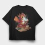 Reading Dragon Fantasy Books Illustration, Tricou Oversize Barbati (Unisex)