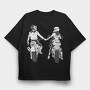 Motorcycle Couple Holding Hands Biker, Tricou Oversize Barbati (Unisex)