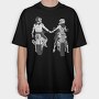 Motorcycle Couple Holding Hands Biker, Tricou Oversize Barbati (Unisex)