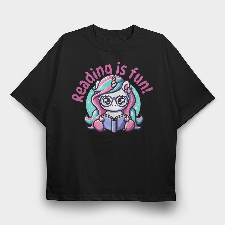 Reading Is Fun Unicorn Tote, Tricou Oversize Barbati (Unisex)
