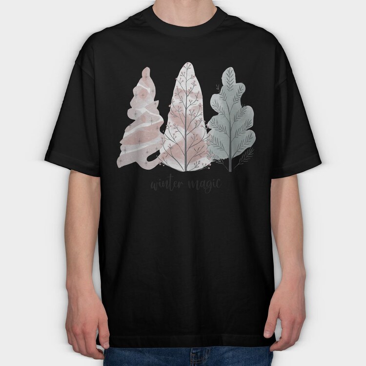 Winter Magic Tree, Tricou Oversize Barbati (Unisex)
