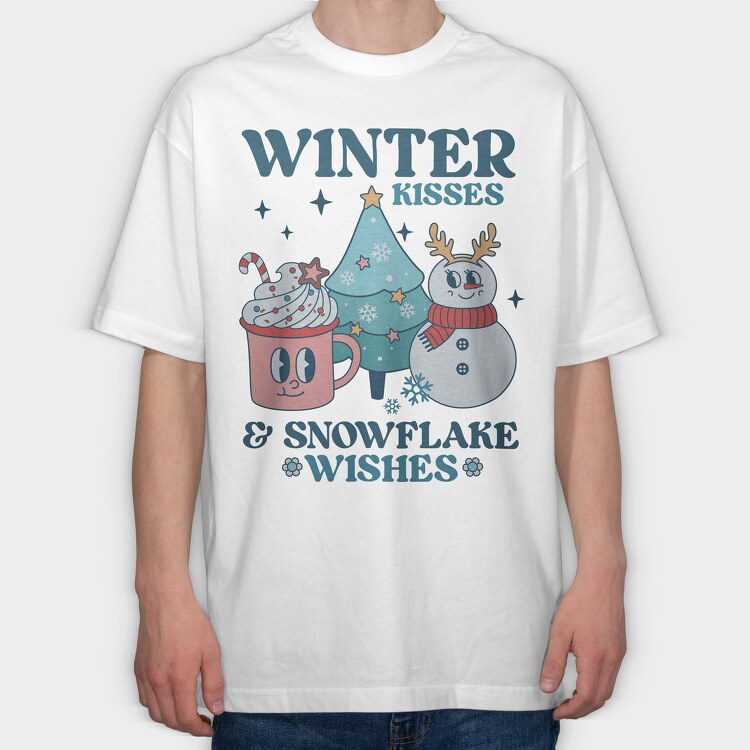 Winter Snowman Coffee, Tricou Oversize Barbati (Unisex)