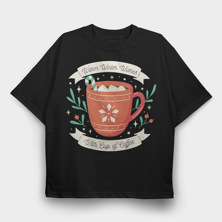 Christmas Coffee Cup, Tricou Oversize Barbati (Unisex)