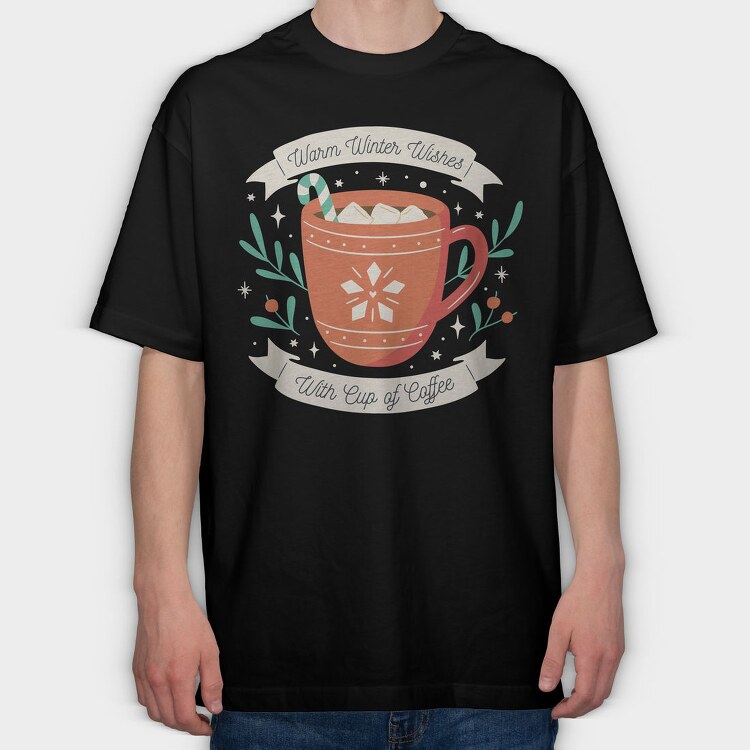 Christmas Coffee Cup, Tricou Oversize Barbati (Unisex)