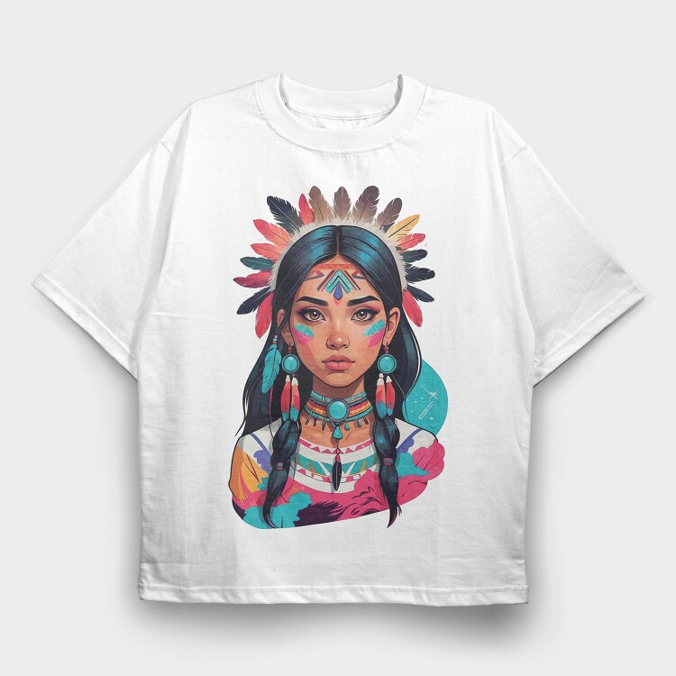 Indian Woman, Tricou Oversize Barbati (Unisex)