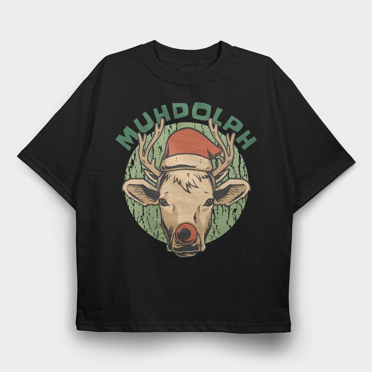 Christmas Cow Muhdolph, Tricou Oversize Barbati (Unisex)