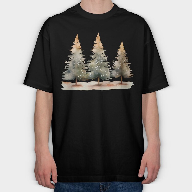 Winter Wonder Forest, Tricou Oversize Barbati (Unisex)