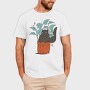 Black Cat In A Pot Of Houseplants, Tricou Barbati (Unisex)