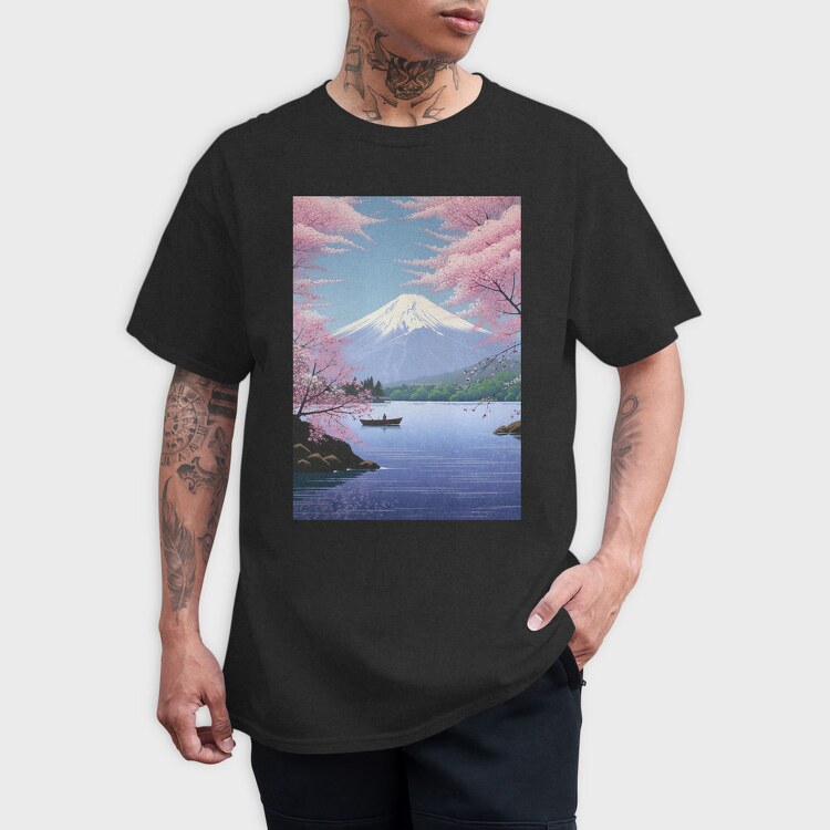 Mount Fuji Japanese Landscape Poster, Tricou Barbati (Unisex)