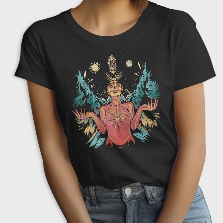 Spiritual Woman Metaverse Colorful Illustration, Tricou Femei