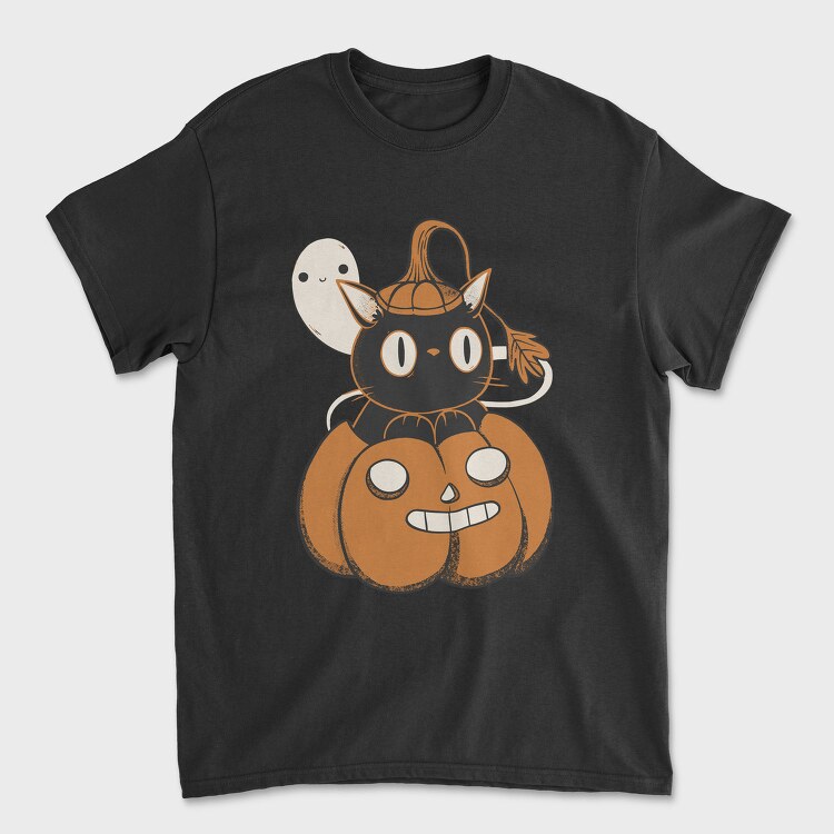 Black Cat Inside Pumpkin, Tricou Barbati (Unisex)