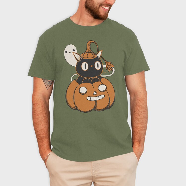 Black Cat Inside Pumpkin, Tricou Barbati (Unisex)