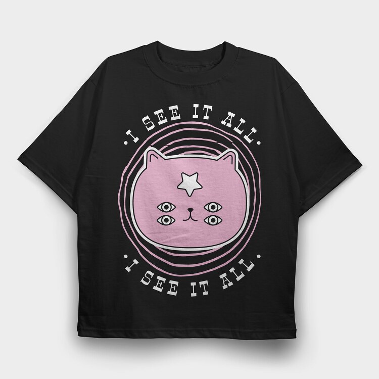 I See It All Cat, Tricou Oversize Barbati (Unisex)