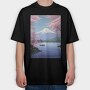 Mount Fuji Japanese Landscape Poster, Tricou Oversize Barbati (Unisex)