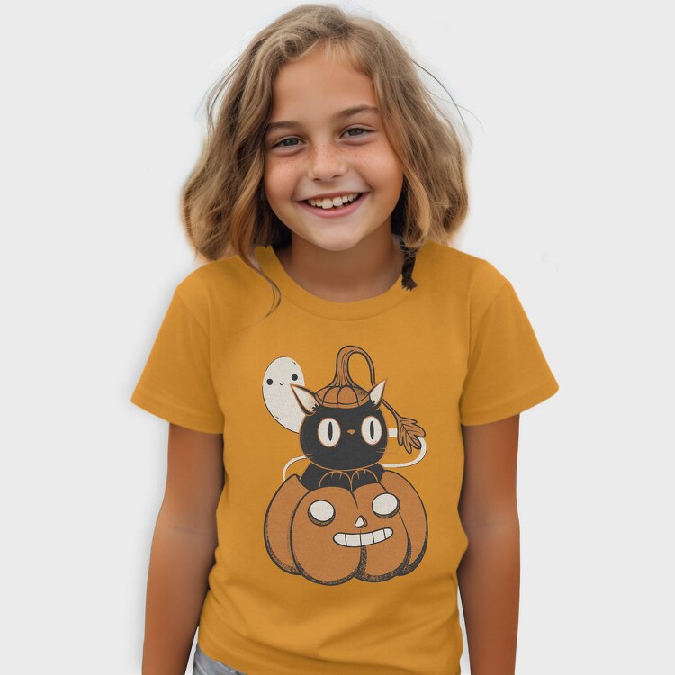 Black Cat Inside Pumpkin, Tricou Copii