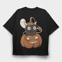 Black Cat Inside Pumpkin, Tricou Oversize Barbati (Unisex)