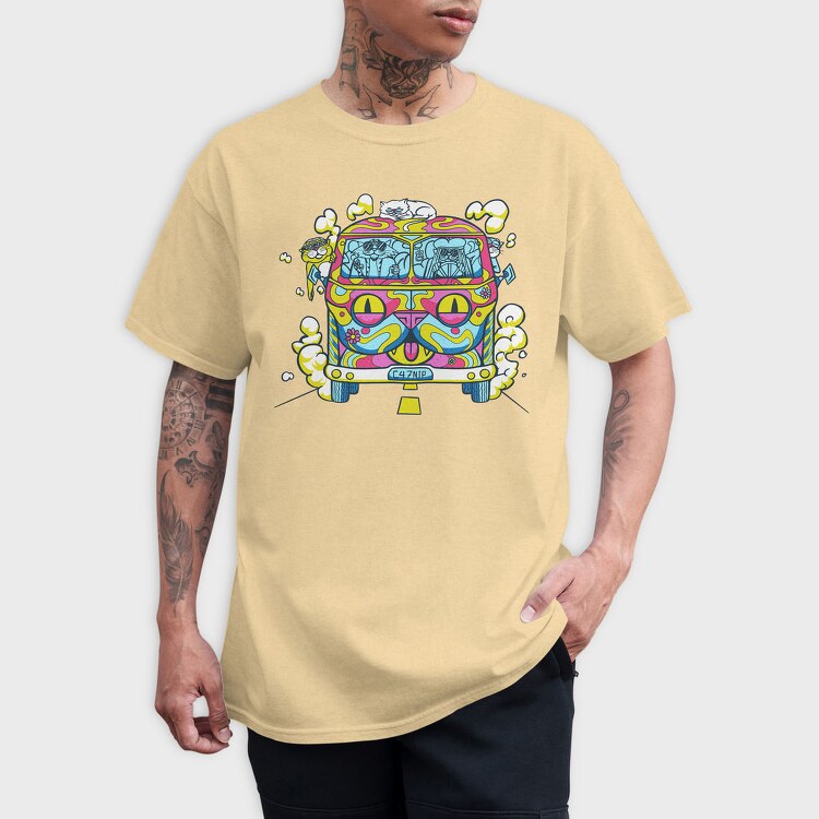 Hippie Cat Van, Tricou Barbati (Unisex)