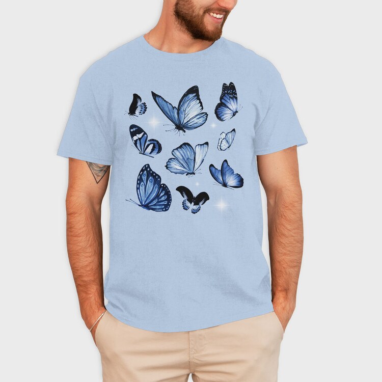 Realistic Blue Butterflies, Tricou Barbati (Unisex)