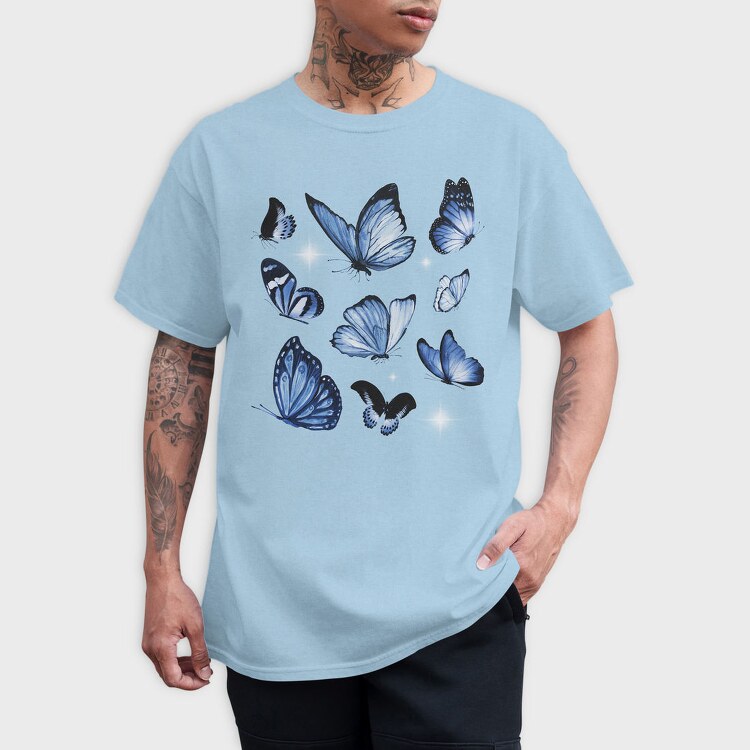 Realistic Blue Butterflies, Tricou Barbati (Unisex)