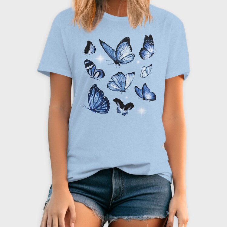 Realistic Blue Butterflies, Tricou Barbati (Unisex)