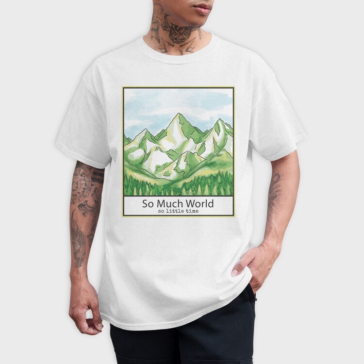 Mountain And Pine Trees Landscape Quote, Tricou Barbati (Unisex)
