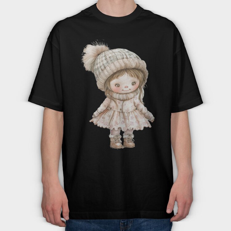 Winter Cute Girl, Tricou Oversize Barbati (Unisex)