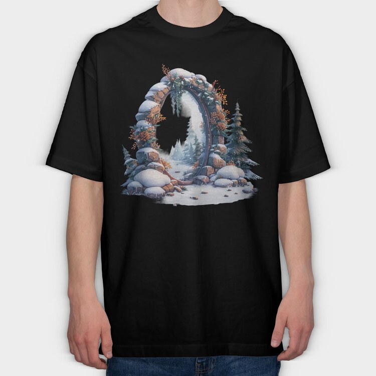 Winter Mirror Snowscape, Tricou Oversize Barbati (Unisex)