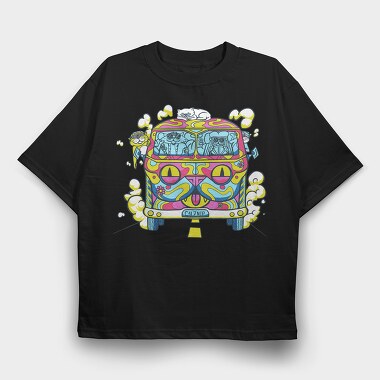 Hippie Cat Van, Tricou Oversize Barbati (Unisex)