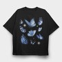 Realistic Blue Butterflies, Tricou Oversize Barbati (Unisex)