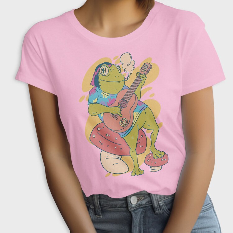 Hippie Frog Playing Guitar, Tricou Femei