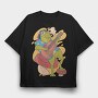 Hippie Frog Playing Guitar, Tricou Oversize Barbati (Unisex)
