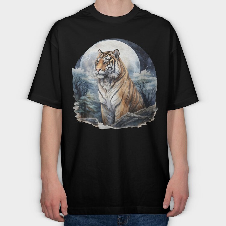 Winter Tiger Moon, Tricou Oversize Barbati (Unisex)