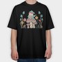 Hippie Gnome On Mushroom Banjo Cottagecore, Tricou Oversize Barbati (Unisex)