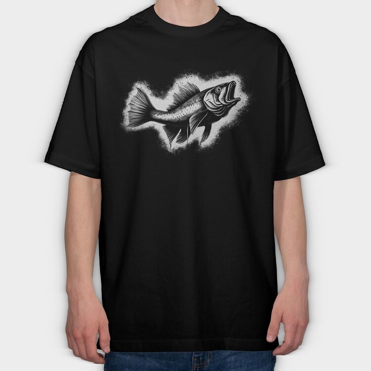 Realistic Catfish Monochromatic, Tricou Oversize Barbati (Unisex)