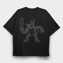 Black Dog With Bat Crazy Baseball Bat, Tricou Oversize Barbati (Unisex)