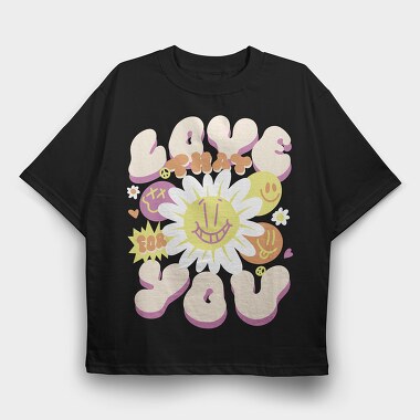 Hippie Love Quote, Tricou Oversize Barbati (Unisex)