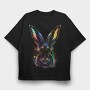 Realistic Colorful Rabbit Watercolor, Tricou Oversize Barbati (Unisex)