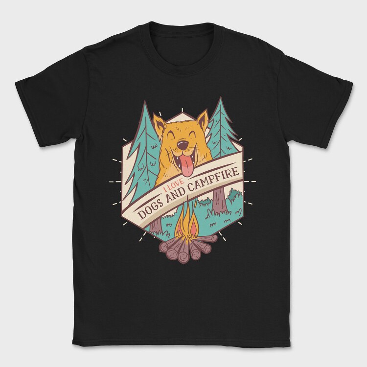 I Love Dogs and Campfire, Tricou Barbati (Unisex)