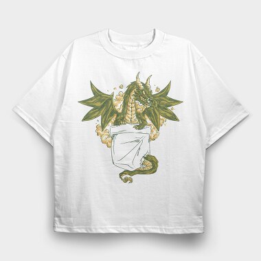 Dragon In Pocket, Tricou Oversize Barbati (Unisex)