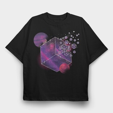 Galaxy Cube Space, Tricou Oversize Barbati (Unisex)